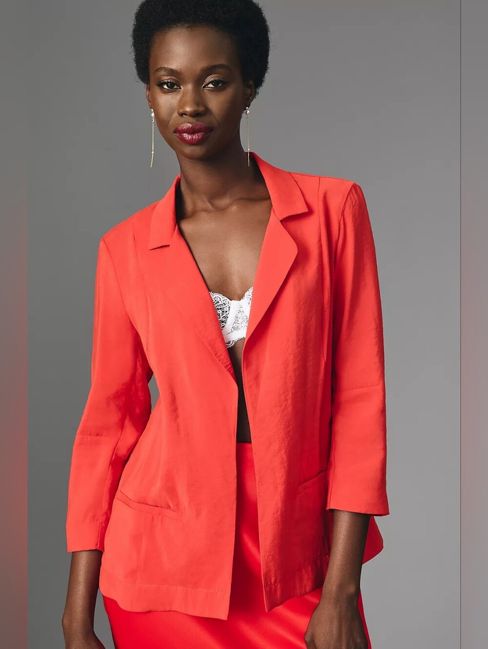 Anthropologie Drapey Tulip Back Blazer Red NWT Size 2